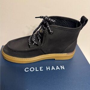 Cole Haan Black Ankle Boots with Tan Sole